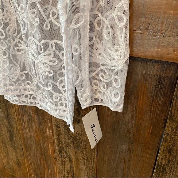 Jeannie S NWT Sheer White Lace Long Sleeve Swim Vacation Resort Cover-up - Picture 8 of 10